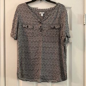 Croft & Barrow Black and White Blouse Classic Top